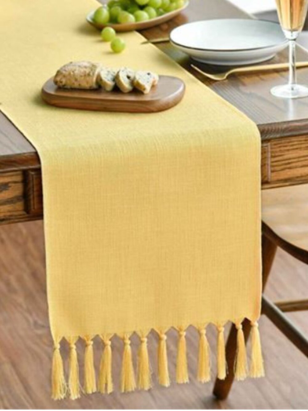 Table Runner Yellow Tassel 13" x 48"  Brand New